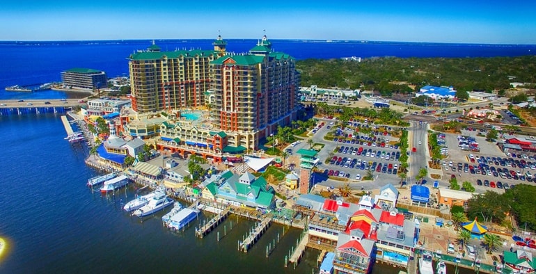 Destin, Florida. Aerial view of beautiful city skyline.